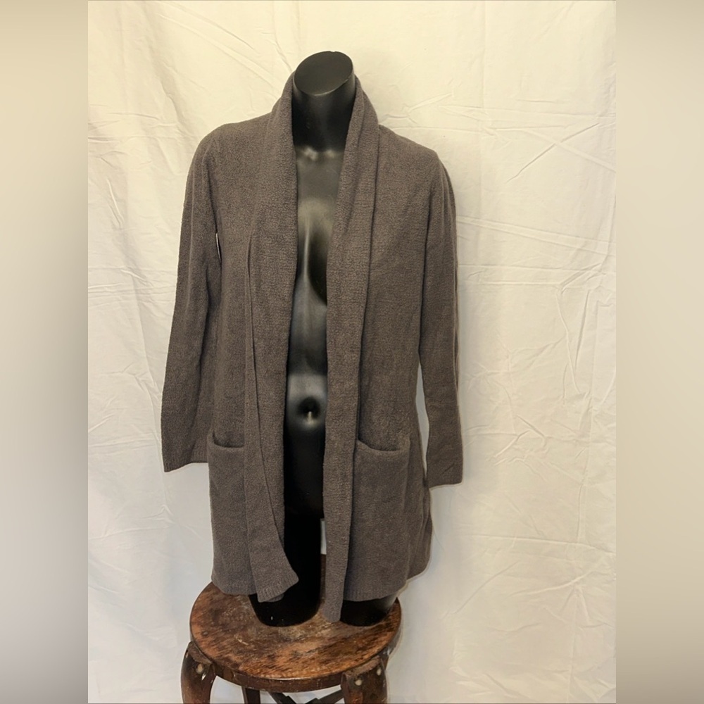 Barefoot Dreams Cozy Chic Lite Cardigan Dark Taupe Sz M N8